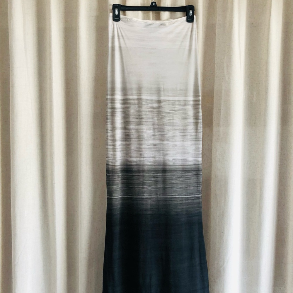 Norma Kamali Ombre Maxi Skirt in Black and White